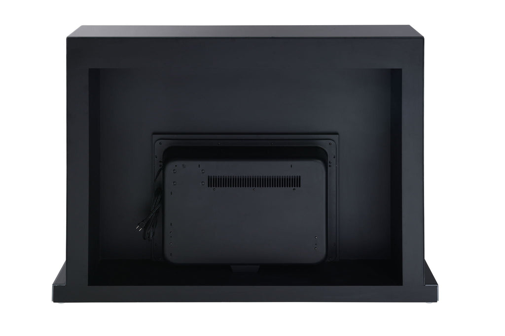 Drisana Mirrored Fireplace with Marble Grain Design - Black