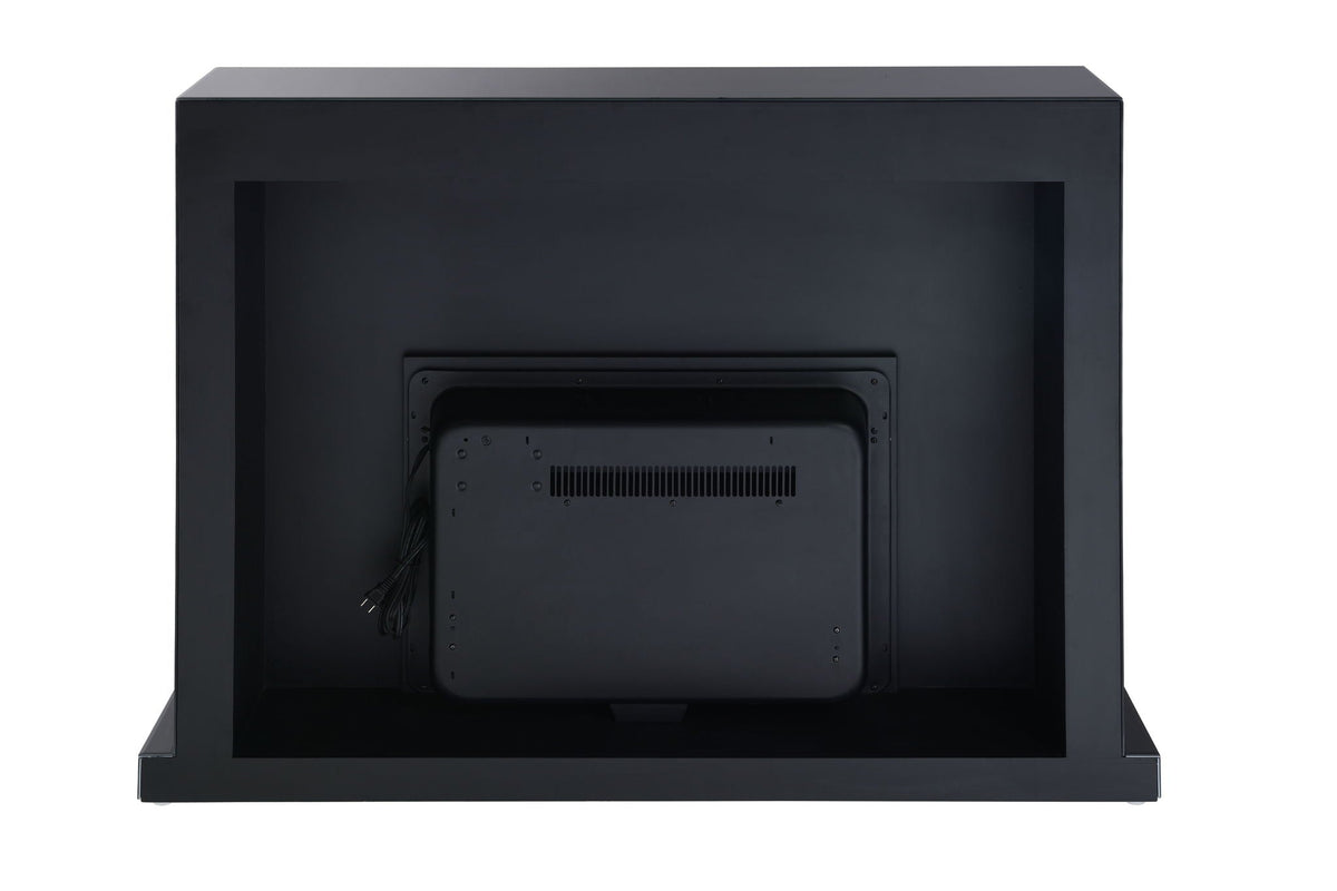 Drisana Mirrored Fireplace with Marble Grain Design - Black