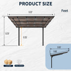 10x10FT PC Roof Carport with Galvanized Steel Frame