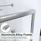 Semi-Frameless Double Sliding Shower Door with Smooth Stainless Steel Rollers - Brushed Nickel