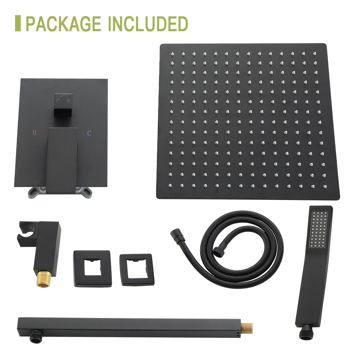 Dual Shower Head System with Rough-In Valve - Black or Pearl Silver