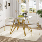 Modern Glass Dining Table with Metal Legs - Gold