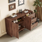 59.1" Buffet Sideboard with Adjustable Shelf and 3 Drawers - Walnut