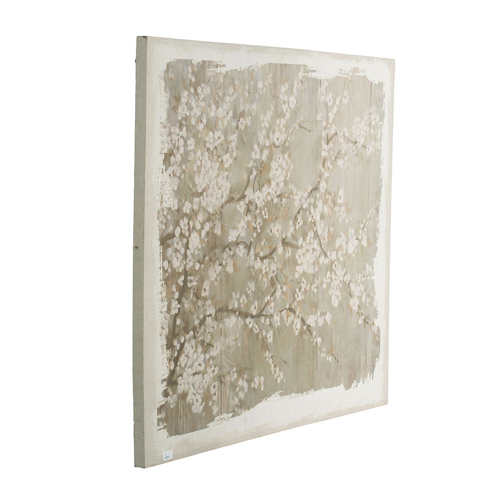 Large Cherry Blossom Canvas Art Print with Gray / White Matte Finish