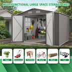 Outdoor Storage Shed with Lockable Doors - Dark Gray