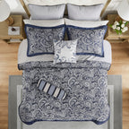 12 Piece Comforter Set with Cotton Bed Sheets Navy King
