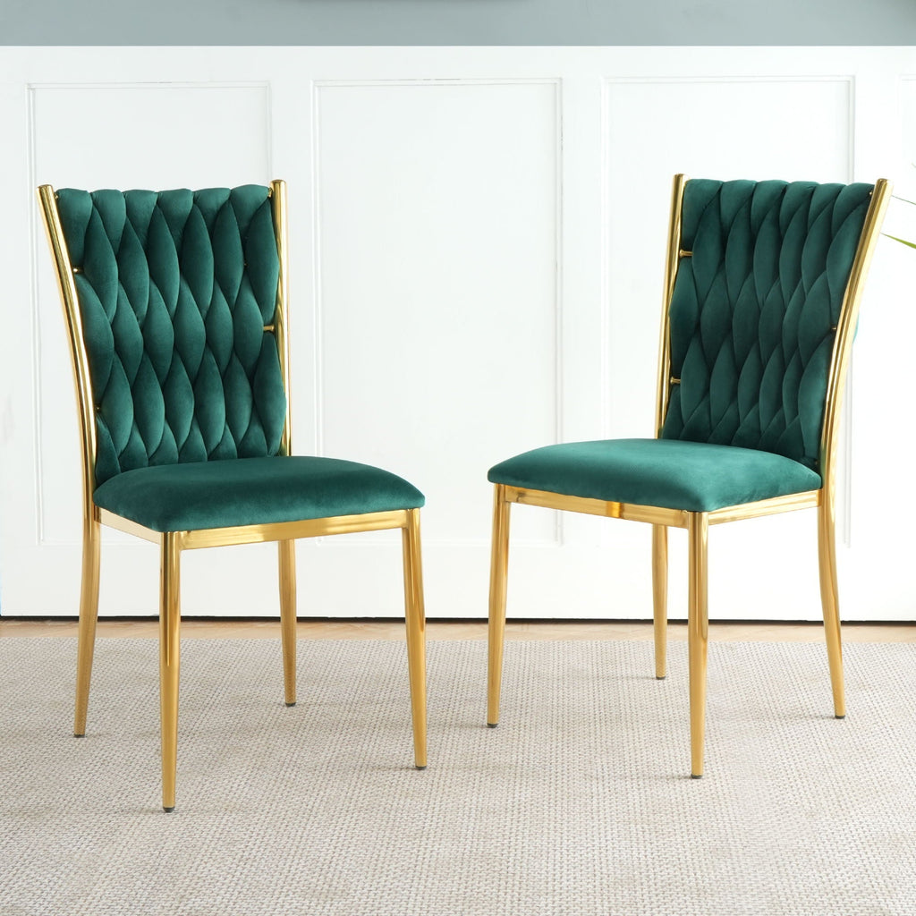 Modern Dining Chair Set with Plated Metal Legs - Multiple Colors