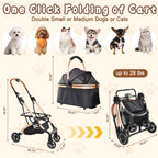 2-in-1 Foldable Pet Stroller with Detachable Carrier and Sun Canopy - Gray