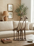 Giraffe Sculpture Animal Statue Decor with Antique Bronze Finish