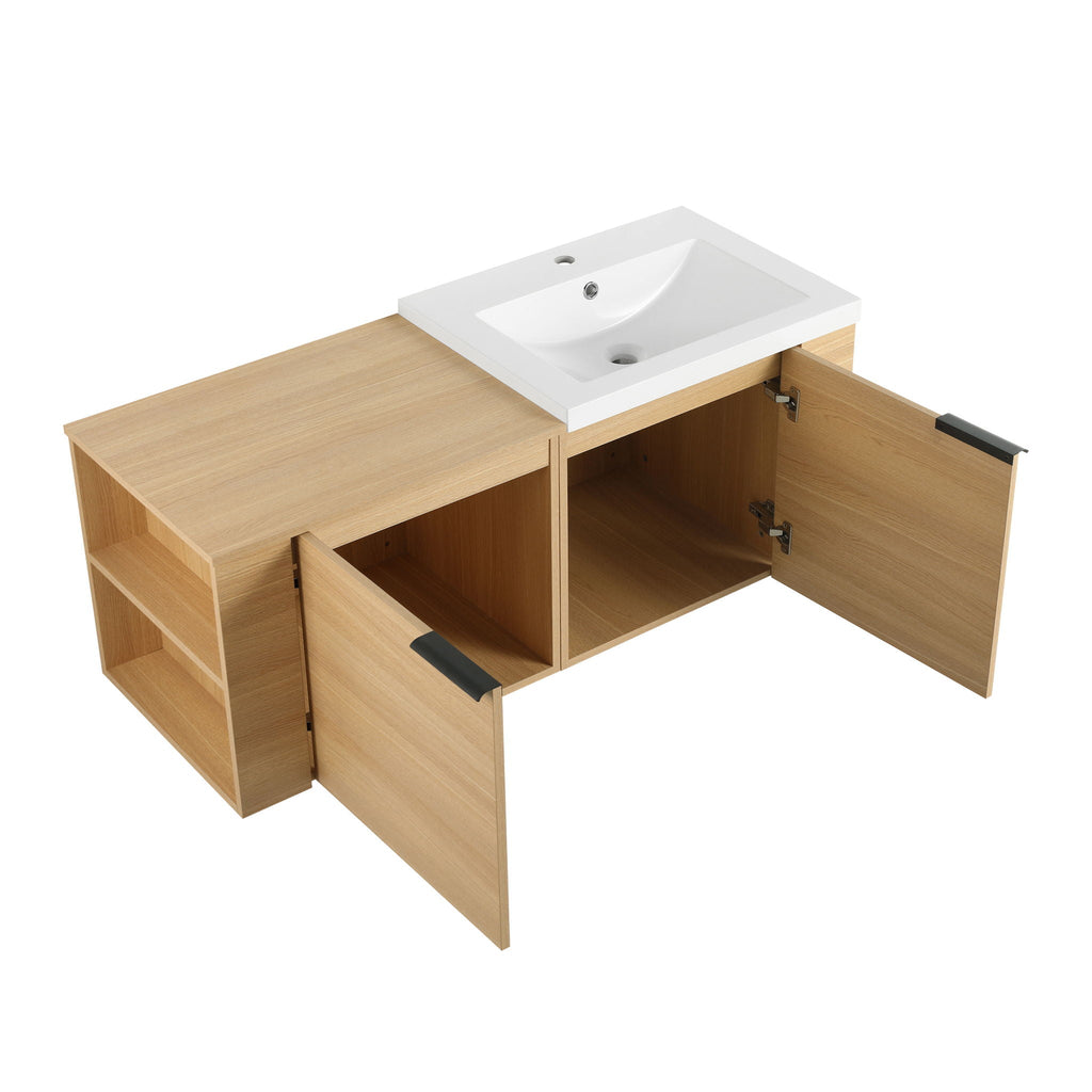 Modern Bathroom Vanity Sink Combo With Spacious Storage - White or Light Brown