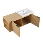 Modern Bathroom Vanity Sink Combo With Spacious Storage - White or Light Brown