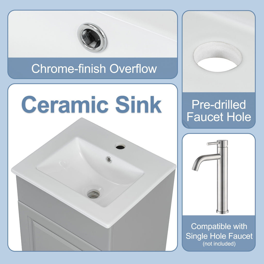 Bathroom Vanity with Sink and Adjustable Shelf - Multiple Colors