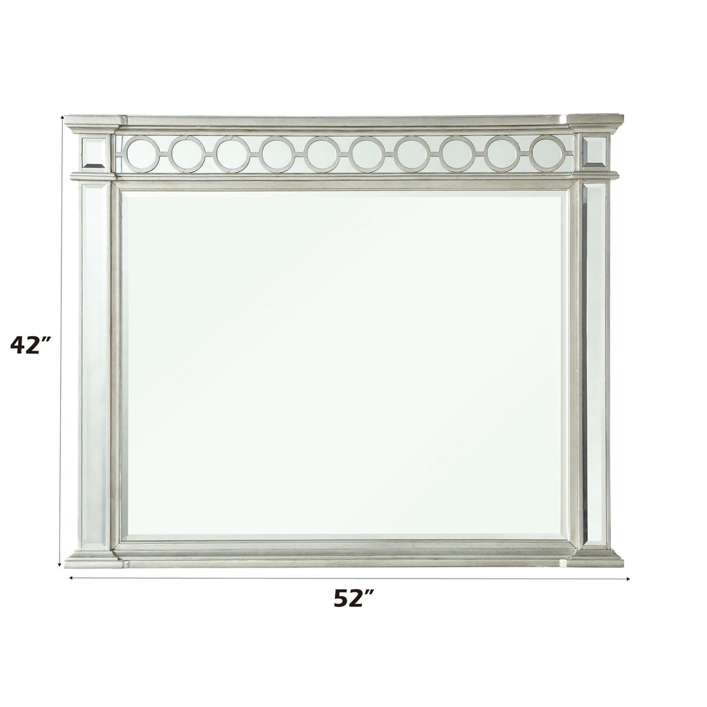 Mirrored Designed Mirror with Beveled Edge - Silver