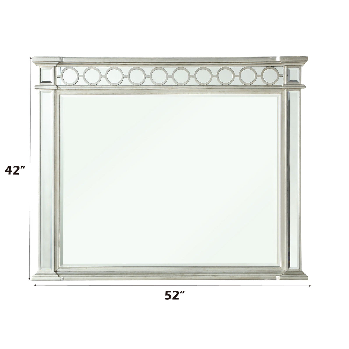 Mirrored Designed Mirror with Beveled Edge - Silver