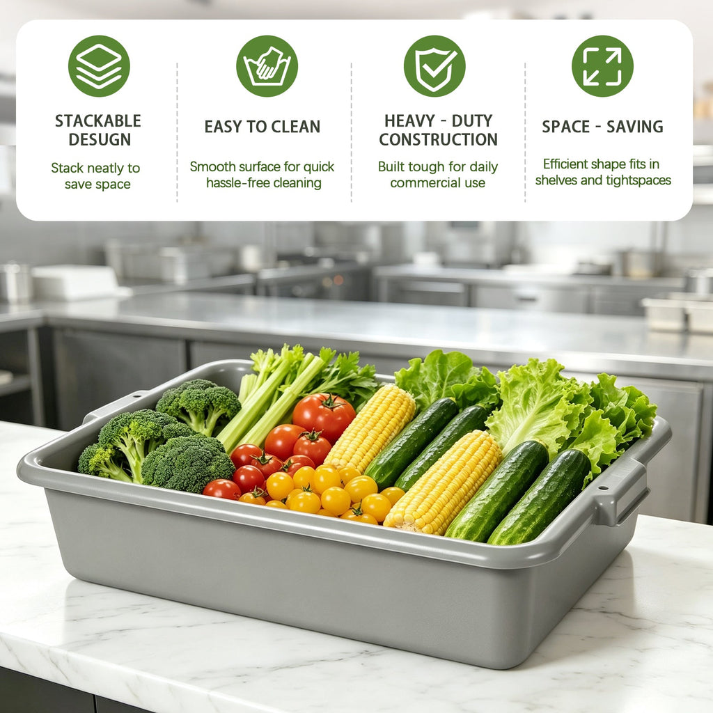 Commercial Meat Tubs with Lids 6-Pack - Food-Grade Plastic