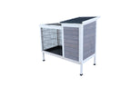 Two Tier Wooden Rabbit Cage with Leak-Proof Plastic Tray – Dark Gray or Red