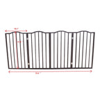 Freestanding Folding Pet Gate with Solid Populus Wood - Dark Brown
