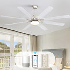 Ceiling Fan with Dimmable LED Light, 8 Blades, Remote Control - Black or White