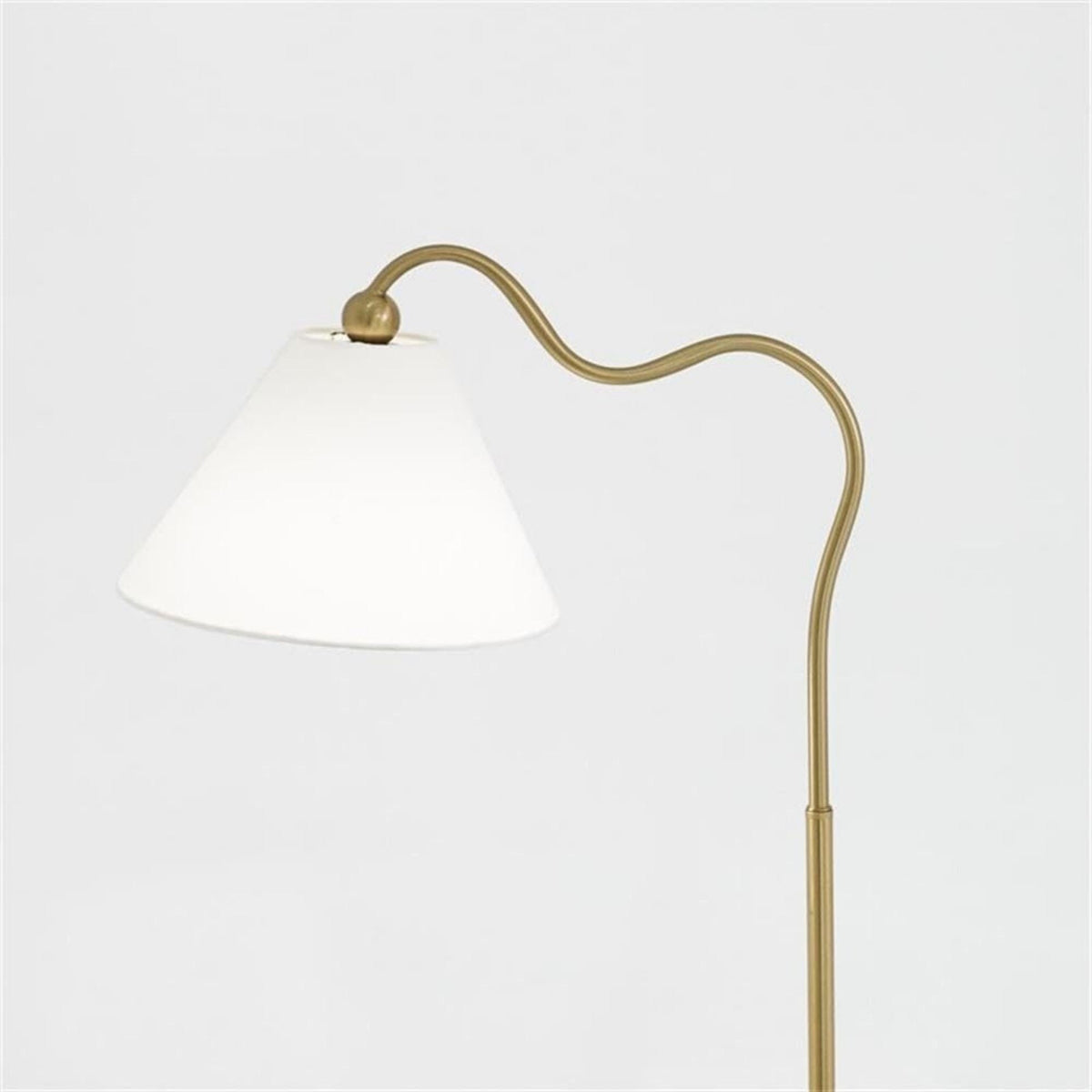 Ornate Ring Base Curved Table Lamp with Triangle Drum Shade - Gold / White