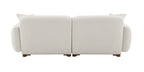 Beige Boucle Stationary Sofa with 2 Toss Pillows