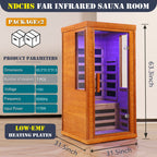1 Person Far Infrared Sauna Room with LCD Touch Control - Solid Wood