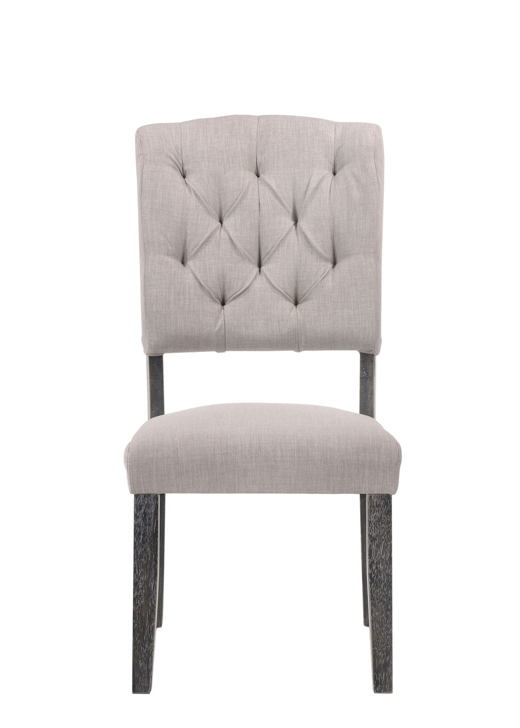 Weathered Side Chair Set with Button Tufting - Dark Brown or Dark Gray