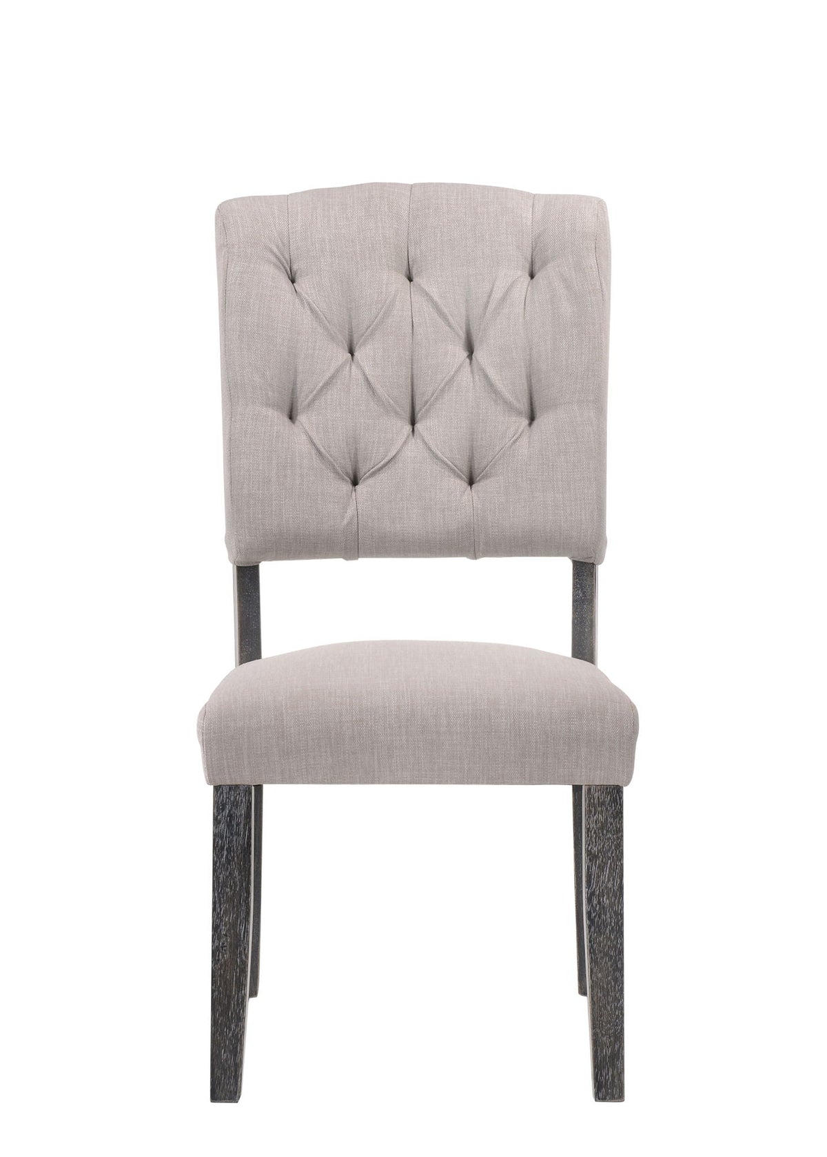 Weathered Side Chair Set with Button Tufting - Dark Brown or Dark Gray