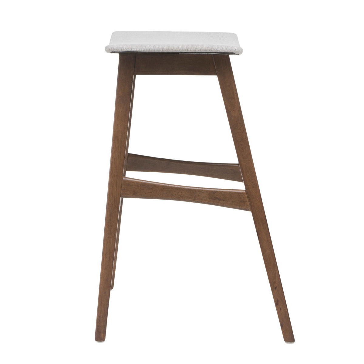 Mid Century Modern Bar Stool Set with Upholstered Seating - Beige or Dark Gray