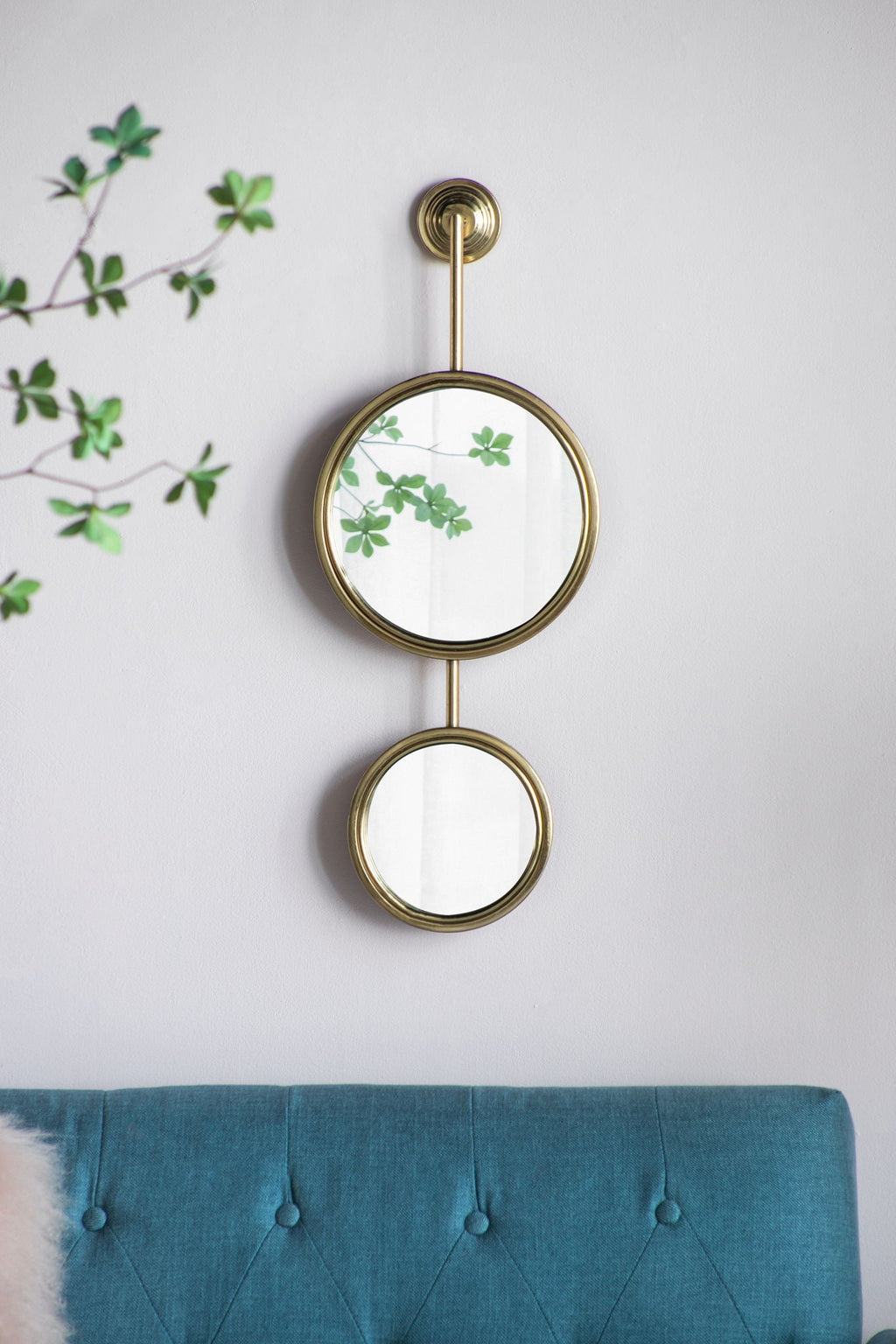 2 Circle Mirrors For Wall Decor in Gold