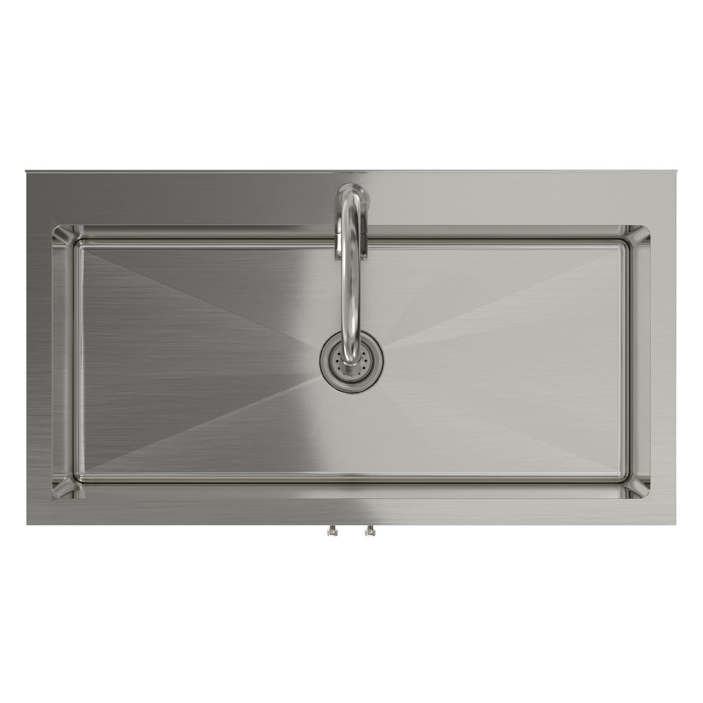 Deluxe Laundry Cabinet with Pull-Out Faucet and Stainless Steel Sink - White