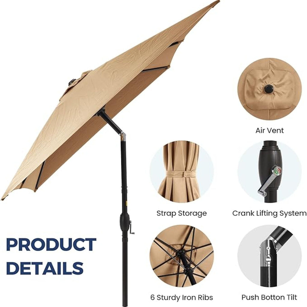 Rectangular Patio Umbrella with Crank Tilt - UV-Resistant Canopy