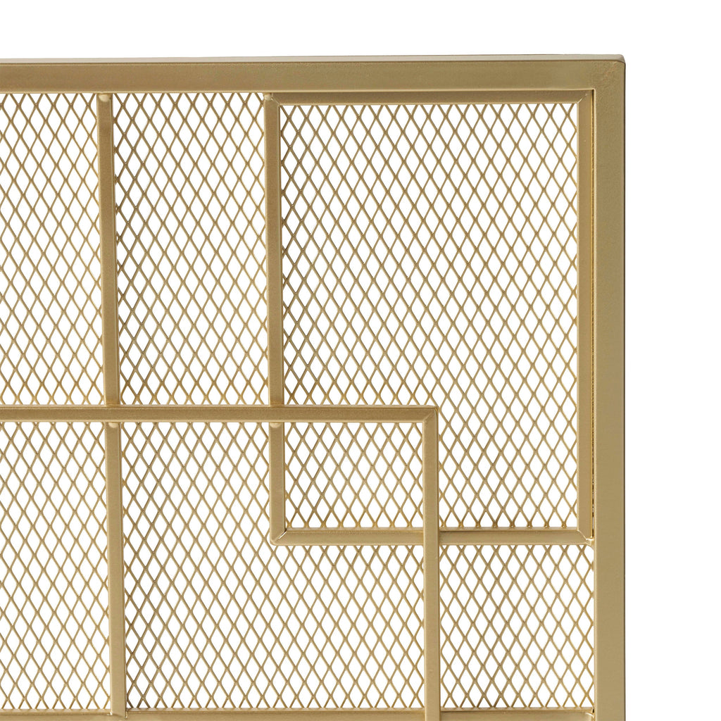 Modern Single Panel Iron Fire Screen with Fine Mesh - Black