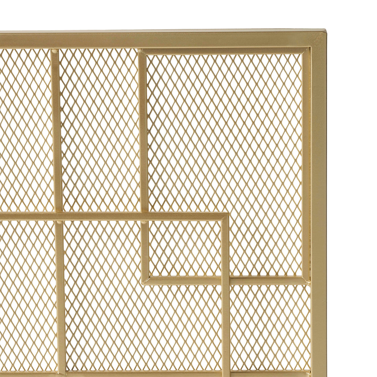 Modern Single Panel Iron Fire Screen with Fine Mesh - Black