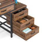 Computer Desk with Reversible 5 Drawer Storage - White or Light Brown