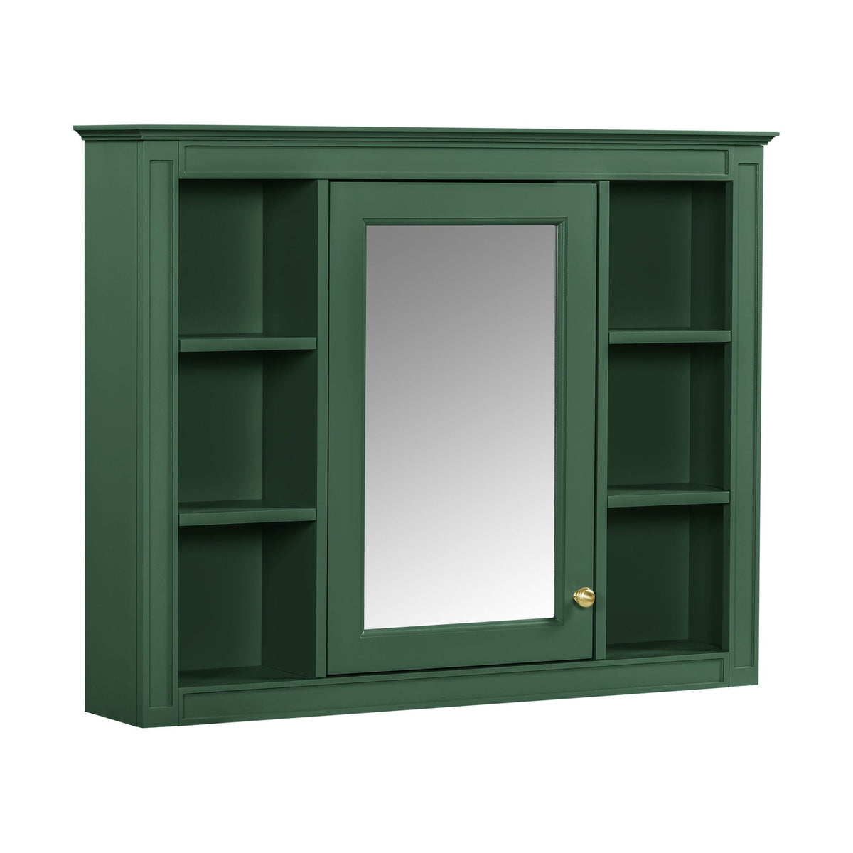 Wall Mounted Medicine Cabinet with Mirror and 6 Open Shelves - Multiple Colors
