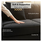 Mosharong-55 Velvet 3-Seater Sofa with Channel Tufting - Gray