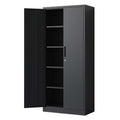 Heavy Metal Garage Storage Cabinet with Locking Doors - Black or White