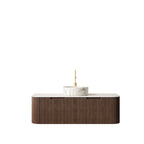 48" Floating Bathroom Vanity with Sintered Stone Top and Sink - Walnut