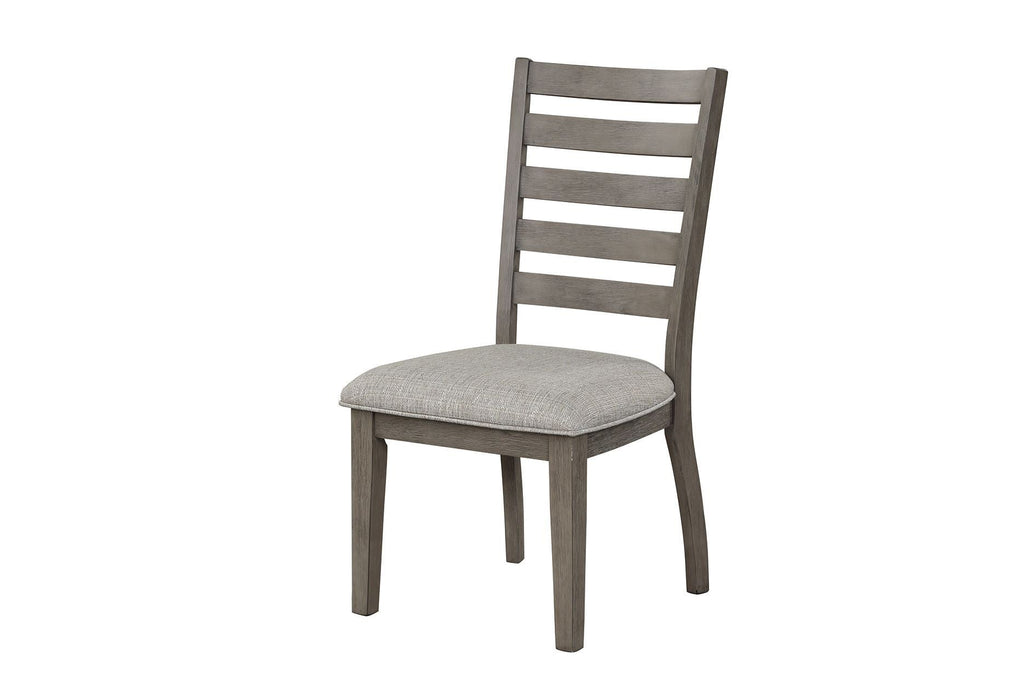 Ladder Back Dining Chair Set of 2 with Upholstered Seat - Gray