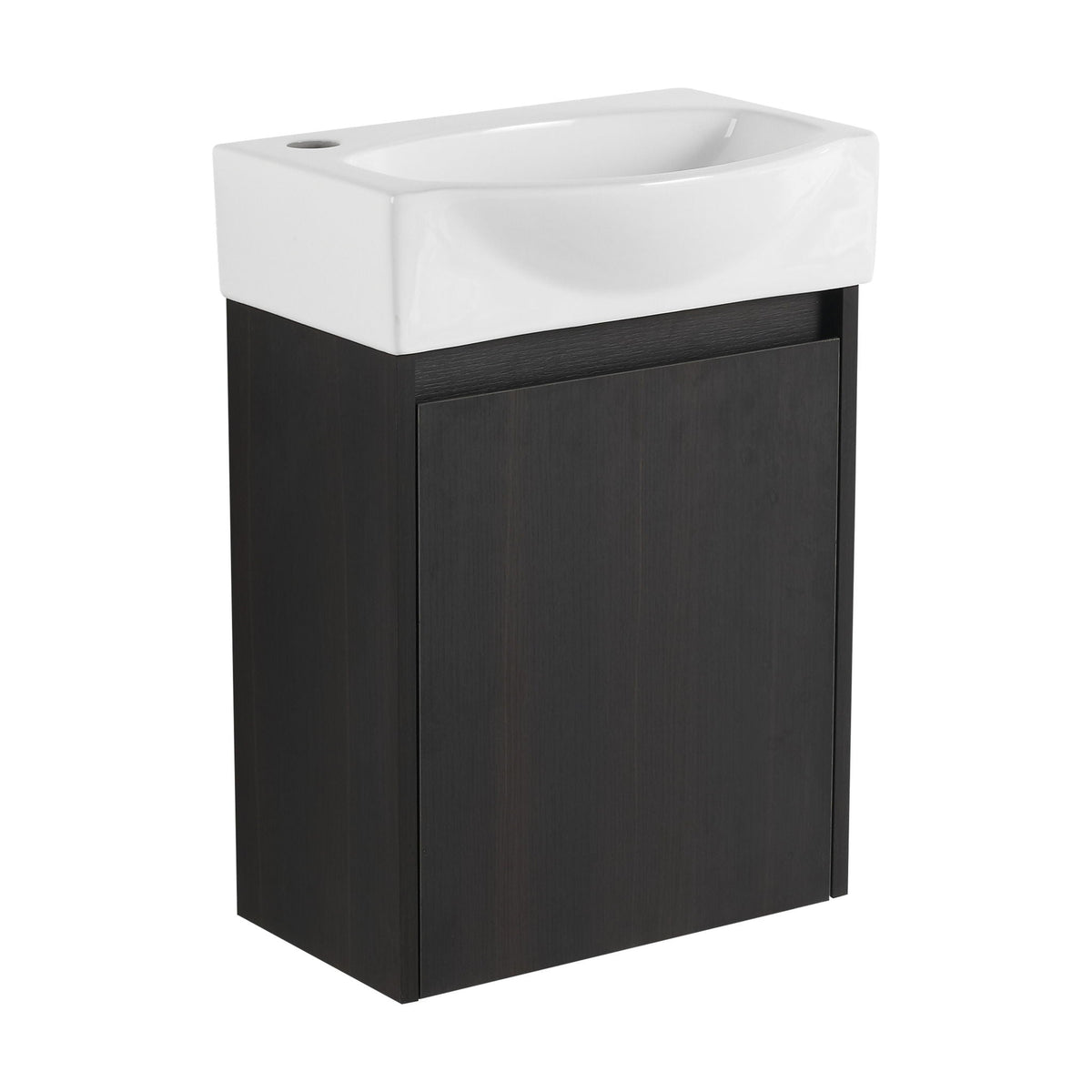 Modern Bathroom Vanity with Ceramic Basin and Storage Cabinet - Light Brown, Black, or White