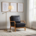 Foil Fabric Wood Armchair with Solid Wood Frame - Neutral