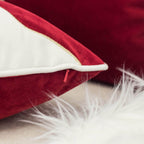 Holiday Reindeer Velvet Accent Pillow with Insert - Red and White