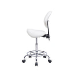 Saddle Stool Chair with Backrest - Ergonomic Support - White