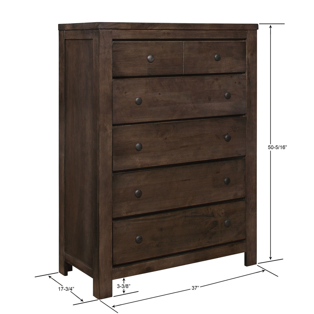 Brown 5 Drawer Chest with Spacious Storage - 5 Drawers