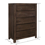 Brown 5 Drawer Chest with Spacious Storage - 5 Drawers