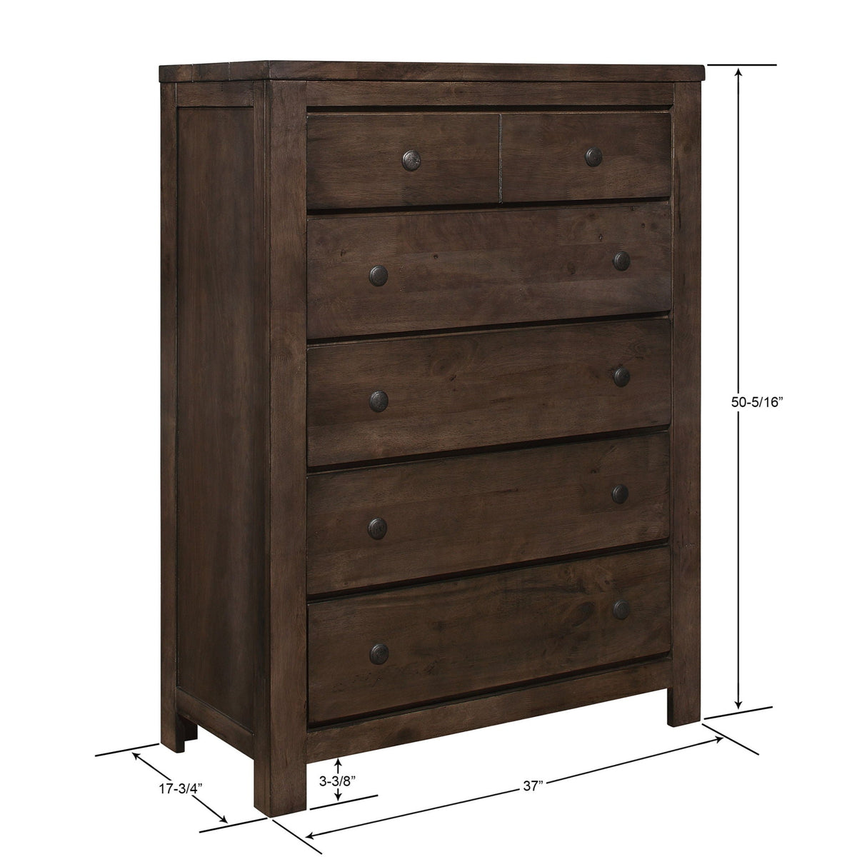 Brown 5 Drawer Chest with Spacious Storage - 5 Drawers