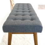 Modern Bench with Velvet Upholstery - Gray