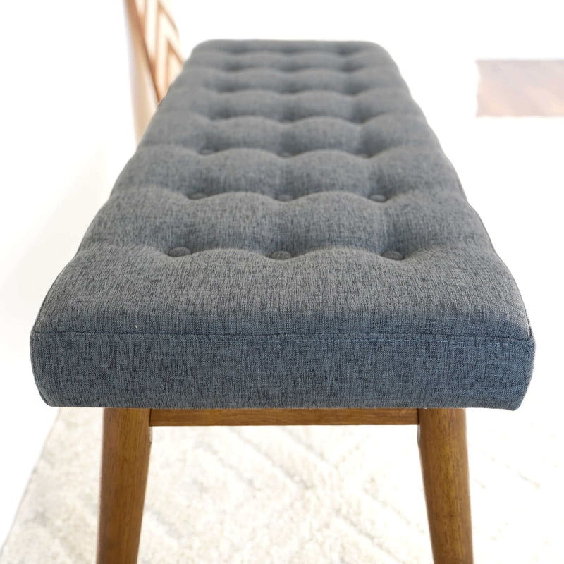 Modern Bench with Velvet Upholstery - Gray