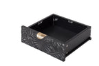 Hand-Carved Accent Cabinet with Intricate Floral Embossing - Black/Floral