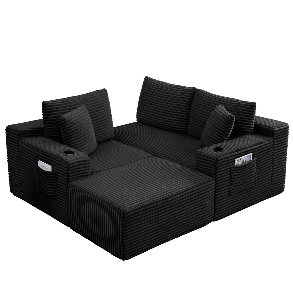 L-Shaped Sectional Sofa with Ottoman